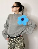 Grey 3D Sleeve Floral Knit #241258